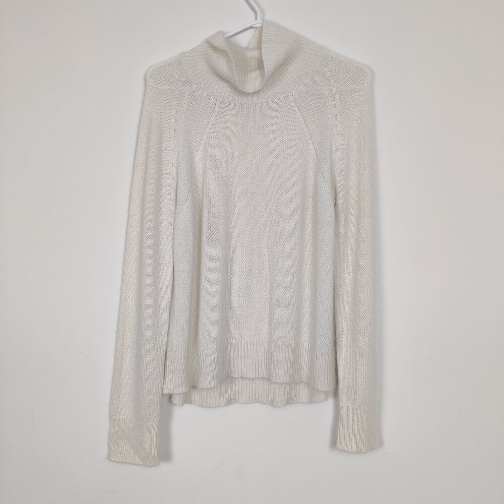 Naif Women's Sweater Size Large White Knitwear Stretchy Angora Wool Rayon Casual